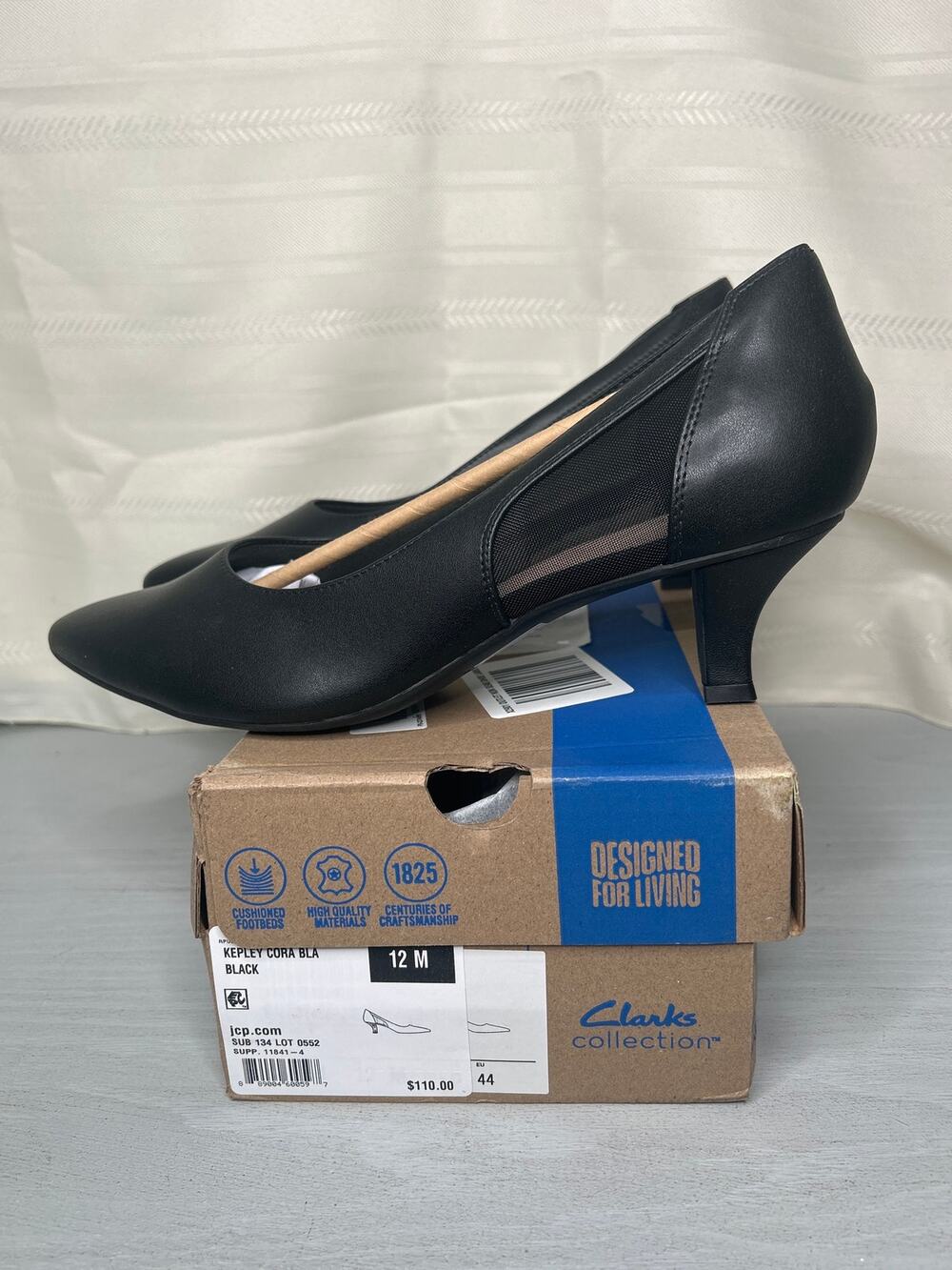 Clarks Kepley Cora Kitten Heel Pumps Black Leather Womens Size 12M